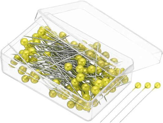 PATIKIL Sewing Pins, 600 Pcs 1.5 Inch Straight Pin with Plastic Pearlized Ball Head for Fabric, Decorative, Jewelry DIY, Craft and Sewing Project, Light Yellow