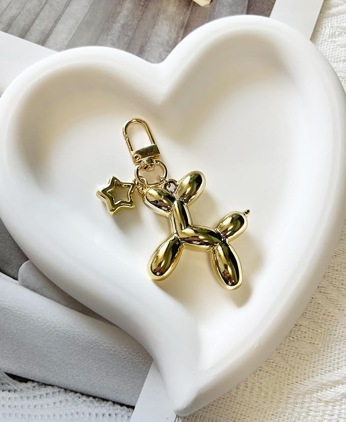 LAEKOU Star Balloon Dog Keychain for Women, Cute Y2K Key Chain Accessories, Aesthetic Charms for Bag Backpack