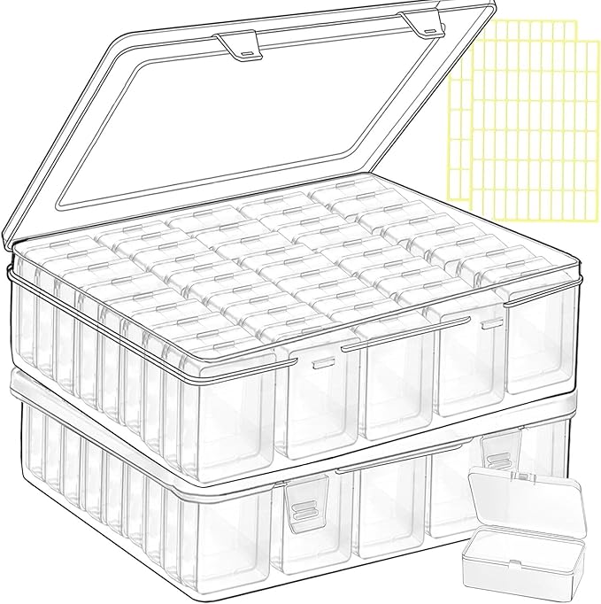 Bead Storage Containers, 92 Clear Plastic Bead Organizer Box With Hinged Lid,Bracelet Making DIY Jewelry Craft Nails, Bracelets, Jewelry, Diamonds, Clay Beads, Screws,1.7x1.38x0.8Inch
