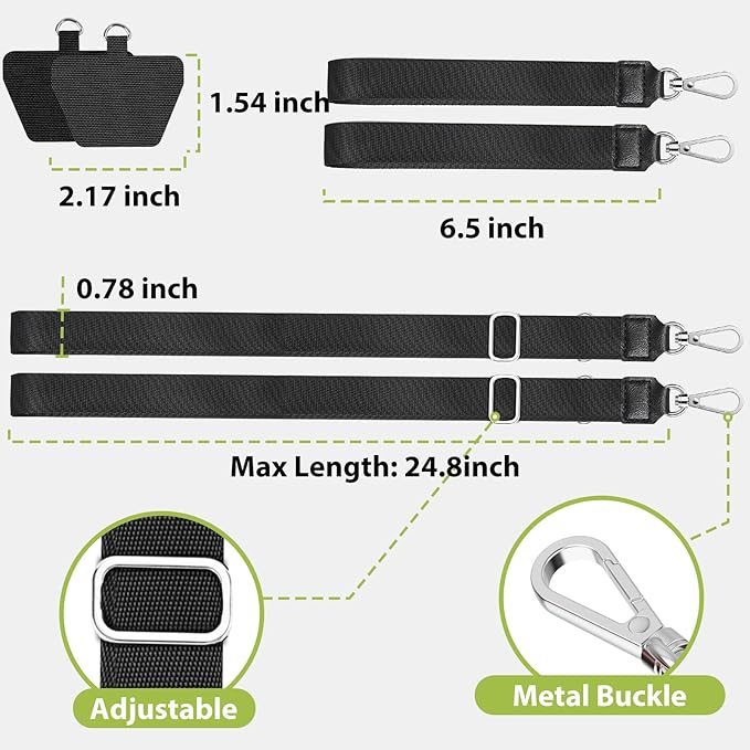 takyu Phone Lanyard, 2 Pack Adjustable Anti-Drop Neck/Wrist Strap with 2 Pcs Tether Patches, Secure Hands-Free Compatible for iPhone Samsung Perfect for Nurses, Teachers, Travel, Hiking Black
