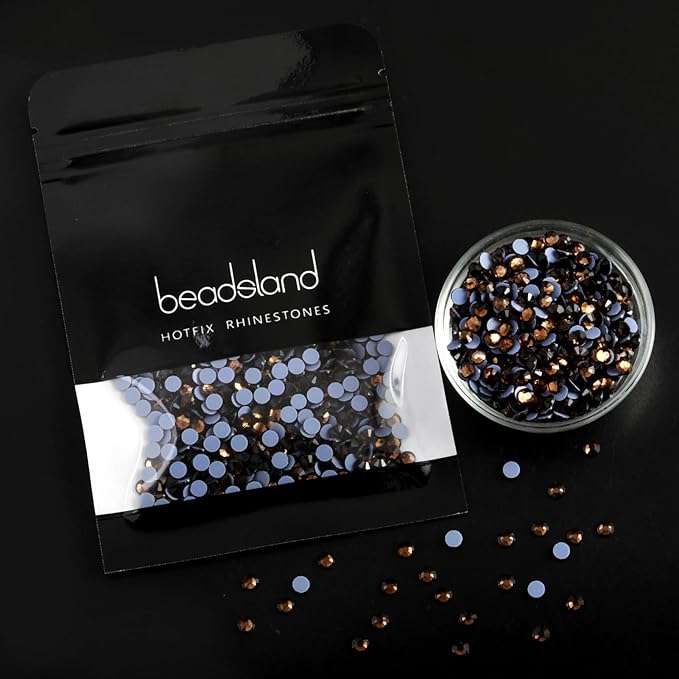 Beadsland Hotfix Rhinestones, 2880pcs Flatback Crystal Rhinestones for Crafts Clothes DIY Decoration, Smoked Topaz, SS8, 2.3-2.5mm