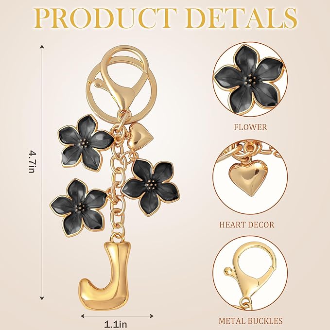 Snycler Bubble Initial Keychain Graceful Flower for bags car remote–A-Z Letter Charms for Women