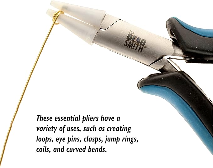 The Beadsmith Round Nose Nylon Jaw Pliers – 5 inches (127mm) – Ergonomic Handle, Double Leaf Springs – Includes Replacement Heads – Jewelry Making Tool for Creating Bracelets, Earrings & Necklaces