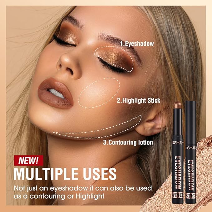 Jolilab Eyeshadow Stick Set, 8 Colors Matte Professional Bright-Colored Contouring and Highlight Stick, Cream Waterproof Long Lasting High Pigmented Eye Shadow. (8, C1)