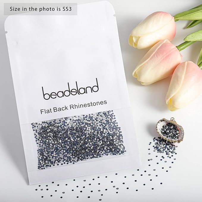 beadsland Flat Back Crystal Rhinestones Round Gems for Nail Art and Craft Glue Fix,Montana (1.3-1.4mm) SS3/1440pcs