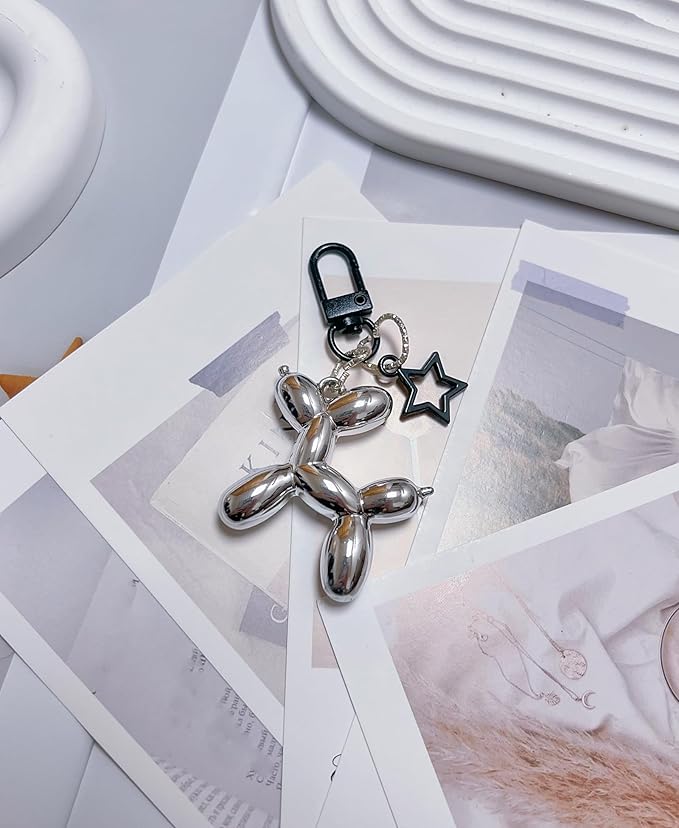 LAEKOU Star Balloon Dog Keychain for Women, Cute Y2K Key Chain Accessories, Aesthetic Charms for Bag Backpack