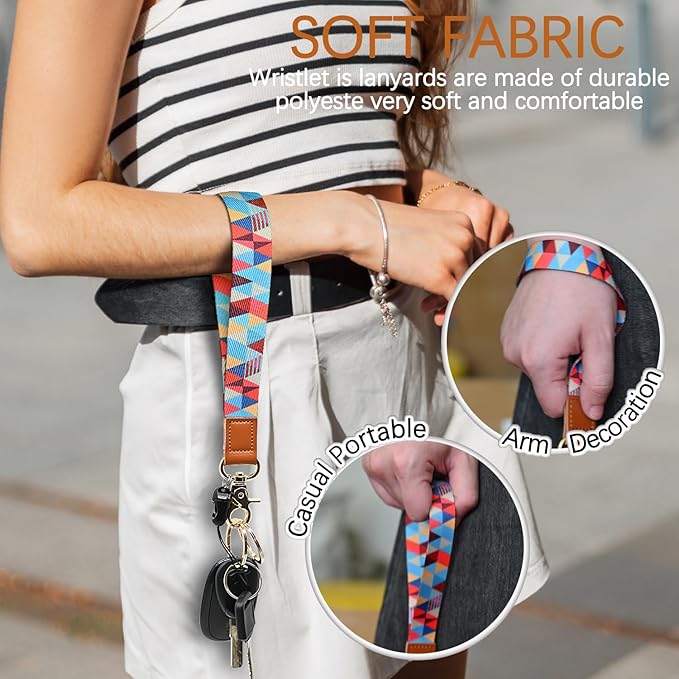 Cool Leopard Wristlet Keychain, Wrist Lanyard Key Chain For Women Men Car Keys Id Holder Card Phone Wallet Camera