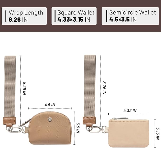 Keychain Wallet Mini Zip Around Wristlet Wallets for Women Detachable Dual Pouch Wristlet Portable Coin Purse Small Wallets
