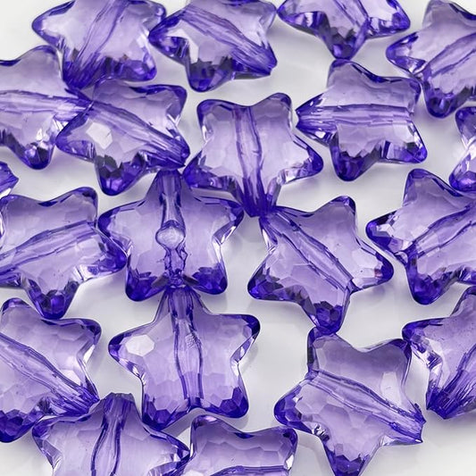 20pcs Acrylic Crystal Star Beads 28mm Star Shape Faceted Beads for Jewelry Making Bracelet Necklace Key Chains DIY Crafts(Bluish Violet)