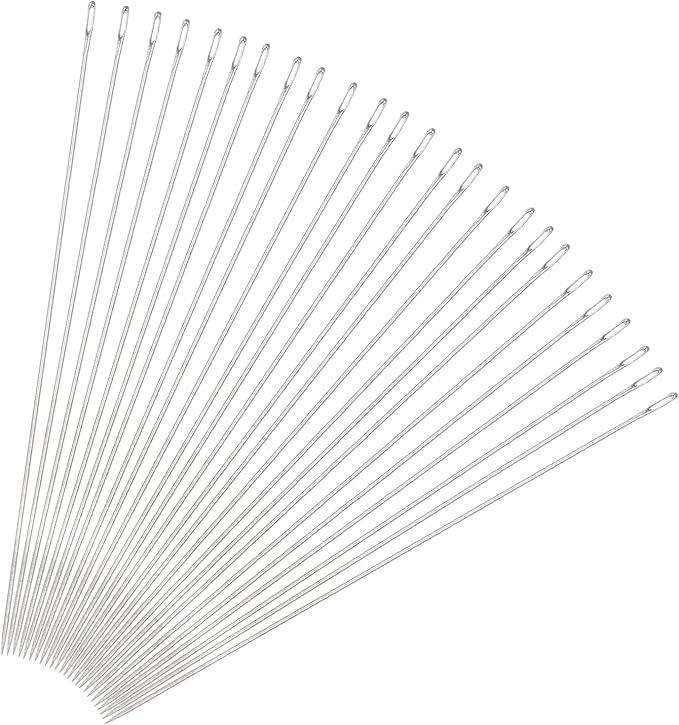 uxcell 25Pcs Beading Needles Fine Thin Long Straight Sewing Embroidery Threads Stainless Steel 3.15 Inch