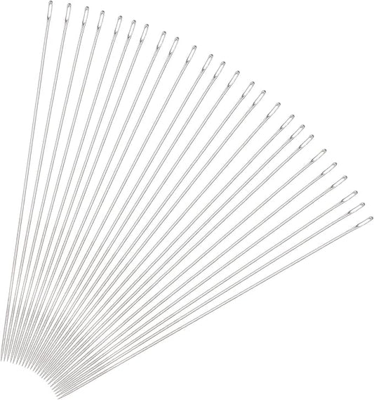 uxcell 25Pcs Beading Needles Fine Thin Long Straight Sewing Embroidery Threads Stainless Steel 3.15 Inch
