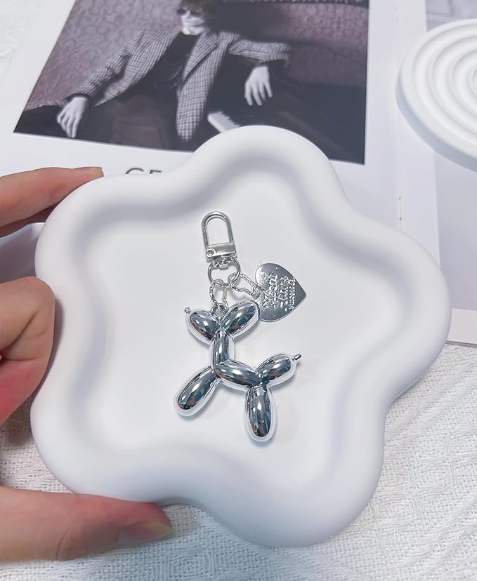 LAEKOU Jelly Balloon Dog Design Keychain for Women, Cute Girls Key Chain, Bag Charms Accessories for Car Purse Backpack