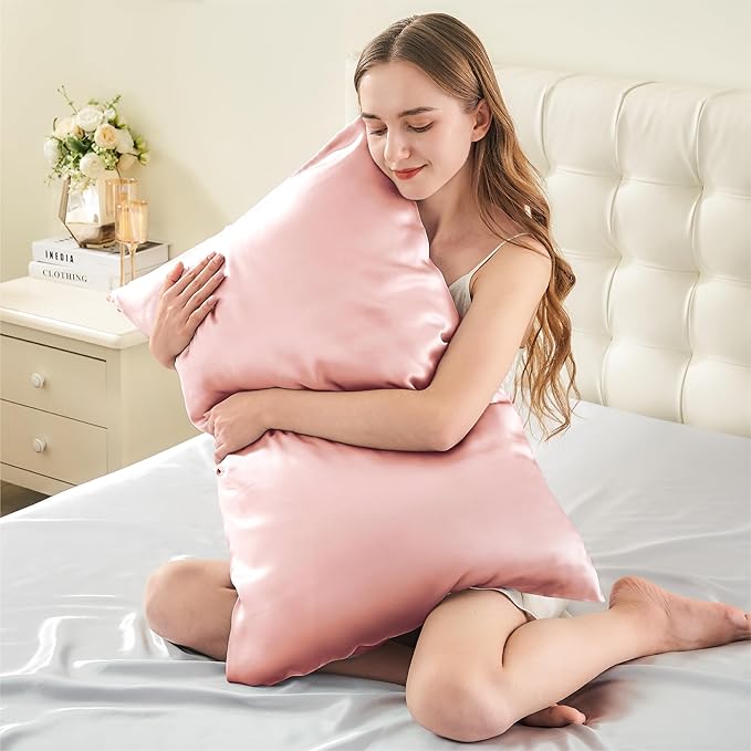 INFIIXSO Silk Pillow Cases 2 Pack Standard Size, Ultra Smooth & Soft Mulberry Silk Pillow Case for Hair and Skin, Breathable Cooling Silk Pillowcase with Hidden Zipper (Coral, 20x26 Inches)