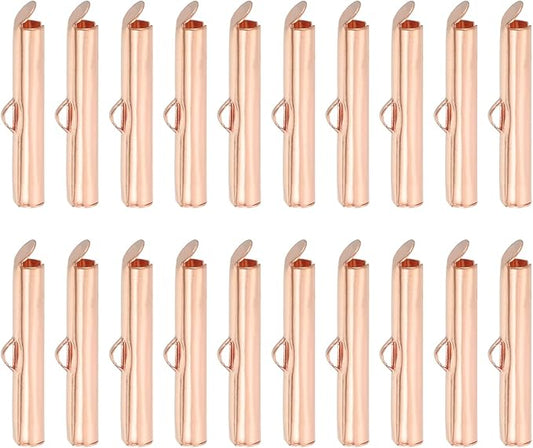 uxcell 100Pcs Slide on End Clasps, 25mm Tube Ball Bead Slider Crimp Ends for Multi-Strand DIY Craft Making, Rose Gold