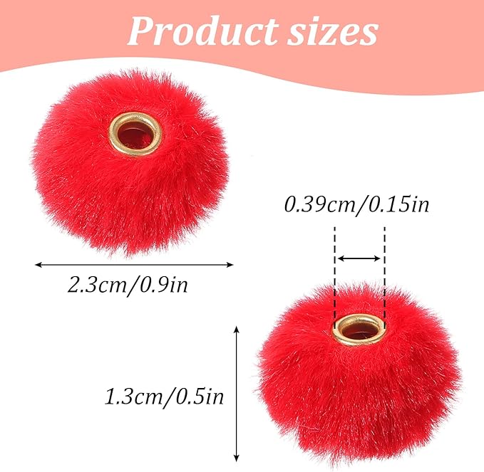 250PCS Fluffy Faux Fur Pom Poms Beads Mixed Color Soft Fuzzy Puff Spacer Beads for DIY Pens Jewelry Bracelet Garland Headband Keychain Handicrafts Craft Accessories Gift Supplies