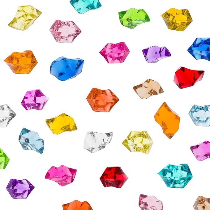 Super Z Outlet 120 Pack Acrylic Color Ice Rock Crystals Treasure Gems for Table Scatters, Home Vase Fillers, Event, Wedding, Arts & Crafts, Birthday Decoration Favor (1" Inch)(Assorted)