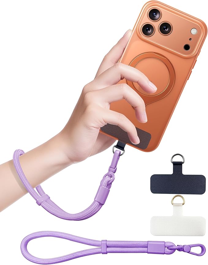 Phone Lanyard, Phone Wrist Strap for Cellphone Case, Adjustable Cell Phone Strap with 2 Tether Tabs for All Smartphones, Purple