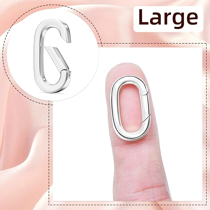 10Pcs Oval Clasp Carabiner Necklace Clasps and Closures, Spring Ring Clasp Pearl Necklace Enhancer Connector for Jewelry Bracelet Making