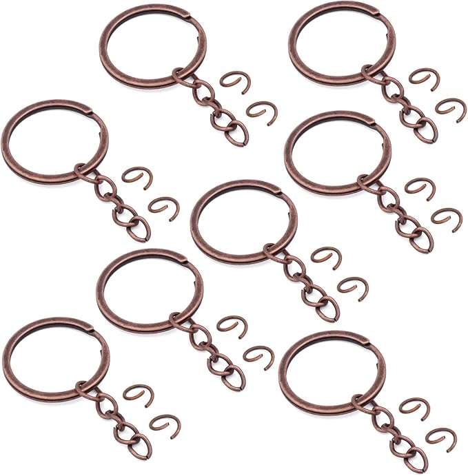 10Pcs Keychain Key Ring with Chain Bulk Split Key Chain,1.1 Inch Key Chains Parts with Open Jump Ring Connector for Jewelry Making Crafts (Bronze)