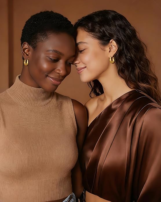 Gold Earrings for Women Trendy, Chunky Gold Huggie Stud Hoop Hypoallergenic Earrings, Jewelry Gifts for Best Friend