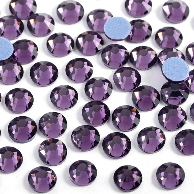 Beadsland Hotfix Rhinestones, 288pcs Flatback Crystal Rhinestones for Crafts Clothes DIY Decoration, Tanzanite, SS30, 6.3-6.5mm