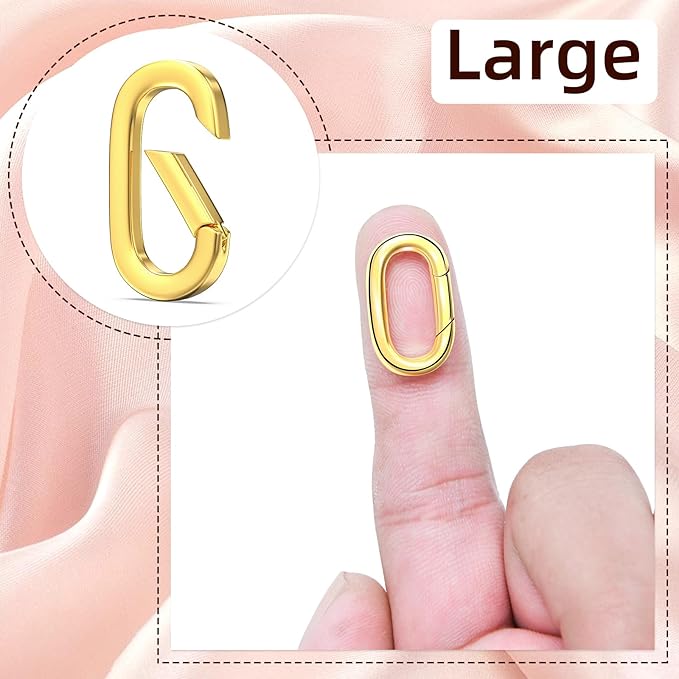10Pcs Oval Clasp Carabiner Necklace Clasps and Closures, Spring Ring Clasp Pearl Necklace Enhancer Connector for Jewelry Bracelet Making
