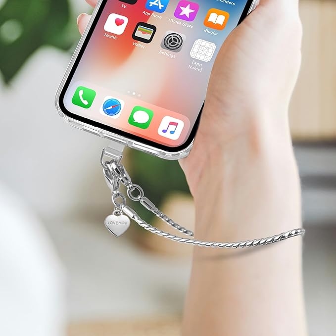 UKON Phone Chain Wrist Strap Metal Phone Lanyard Wristlet Strap with 2xTPU Tether Tab for Women Shopping Traveling Party