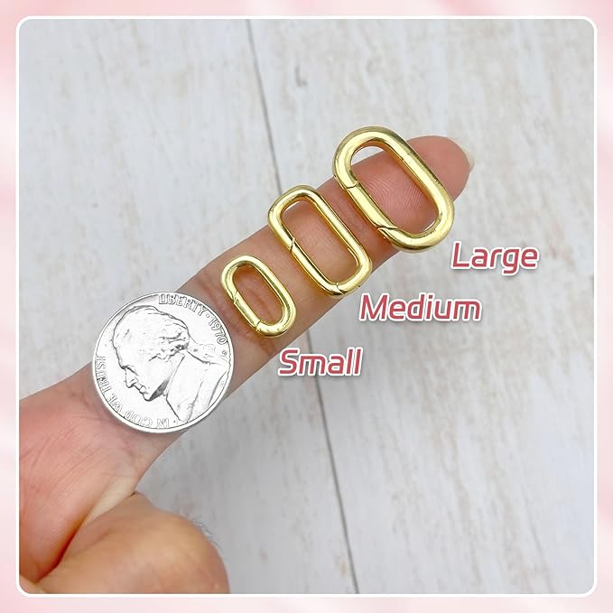 10Pcs Oval Clasp Carabiner Necklace Clasps and Closures, Spring Ring Clasp Pearl Necklace Enhancer Connector for Jewelry Bracelet Making