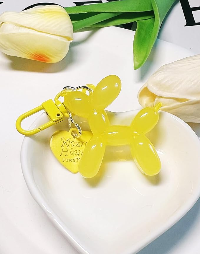 LAEKOU Jelly Balloon Dog Design Keychain for Women, Cute Girls Key Chain, Bag Charms Accessories for Car Purse Backpack