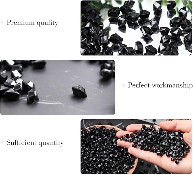 DomeStar 4200PCS Black Fake Ice Rocks, Acrylic Black Mini Fake Diamonds Vase Fillers for Table Centerpieces DIY Craft Wedding 0.2" x 0.28"