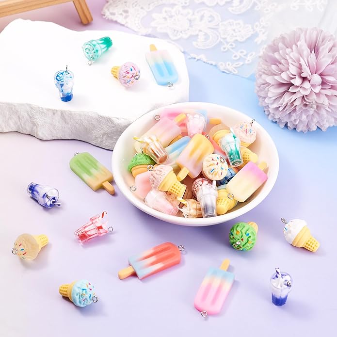 Craftdady Resin Plastic Miniature Food Snack Pendants Charms Ice Drink Juice Pendants Cute Bottle Fruit Keychain Charms Hang Ornament for DIY Craft Earring Bracelet Necklace Jewelry Making