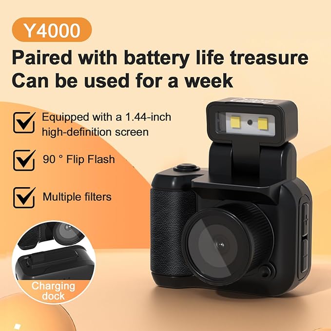 Retro Snap Camera，Mini Nostalgic Vintage View Tiny Snaps Keychain Digital Photo Camera，Llavero Mini CáMara Retro，1080p Hd with Led Flash Light(64G)
