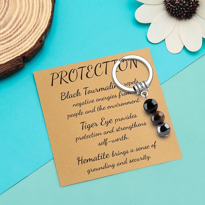 Dabihu Healing Spiritual Crystal Keychain Stress Relief Anxiety Calming Jewelry Protection Keychain for Women Men Inspirational Graduation Birthday Present Encouragement Gifts for Friends Coworker