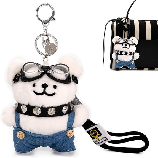YOU WIZV Cute Dog Plush Keychain for Women - Kawaii Stuffed Animal Charm for Purse, Backpack & Bag Accessories