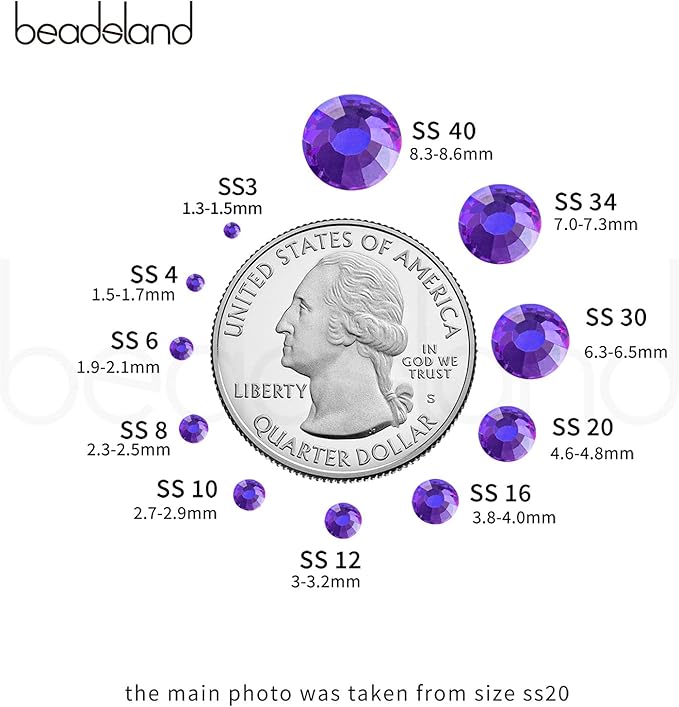 Beadsland Hotfix Rhinestones, 1440pcs Flatback Crystal Rhinestones for Crafts Clothes DIY Decorations, Purple Velvet, SS12, 3.0-3.2mm