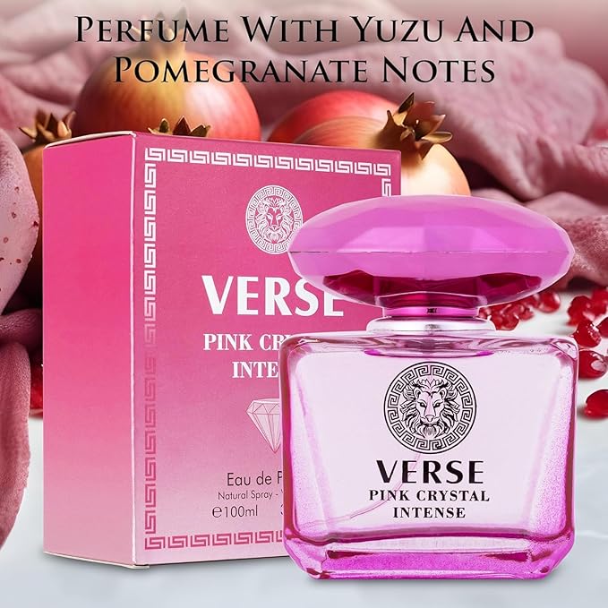 Verse Women’s Fragrance Collection – Deep Blue, Deep Purple & Pink Crystal Intense – 3.4 fl oz Eau de Parfum Gift Set – Floral, Fruity & Woody Notes with Apple, Pear, Raspberry and Magnolia