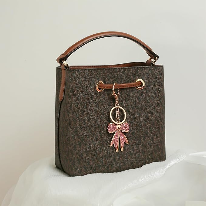 Sparkly Gold Plated Color Rhinestone Bow Keychains for Women,Charms for Key Purse Handbags Backpacks