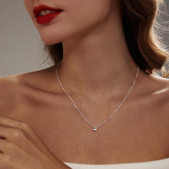 Luxval Diamond Pendant Gold Necklace for Women，Dainty 18k Gold Plated Choker Necklaces Simple Gold Jewelry Gifts for Women Girls
