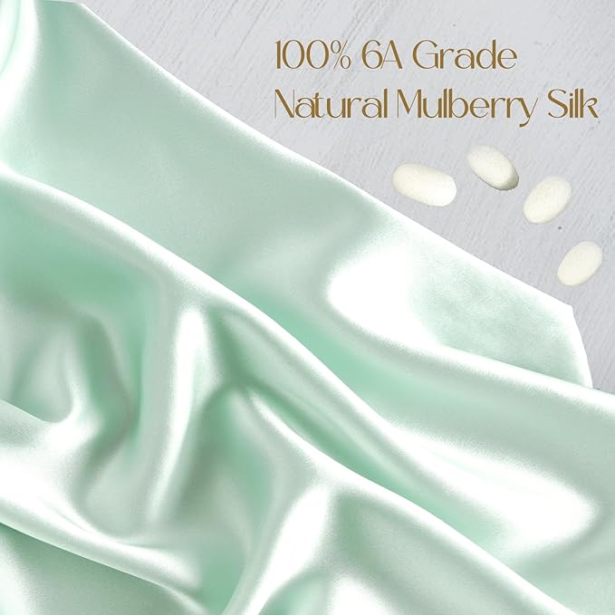 ZIMASILK 100% Pure Mulberry Silk Pillowcase for Hair and Skin Health,Soft and Smooth,Both Sides Premium Grade 6A Silk,600 Thread Count,with Hidden Zipper,1pc(Standard 20''x26'',Mint Green)