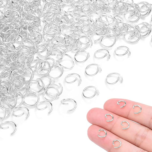 400pcs 9/32" Silver Tiny Jump Rings for Jewelry Making Replacement, Open Jump Ring Metal Jewelry Findings for Bracelets Necklaces Earrings Keychains Connectors Loops Repair Hardware