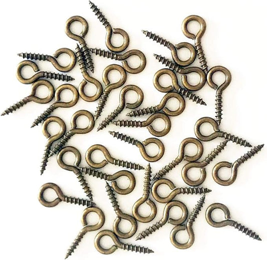 Small Screw Eyes Pin Hook Eyelets Screw Threaded Key Chain Hooks 10 x 5mm Mini Screw Eyes Pin Hoop for Jewelry Making Bronze 300 Pack