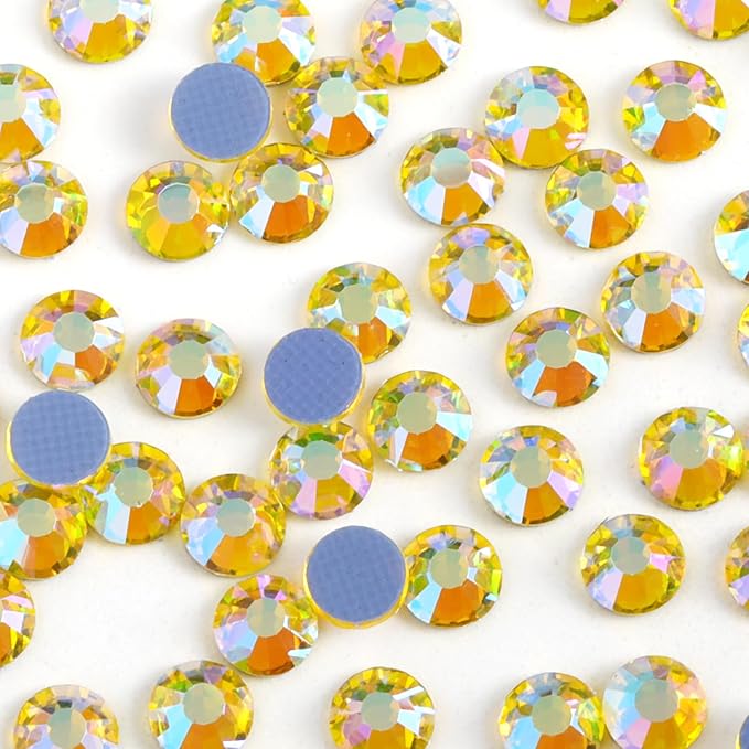 Beadsland Hotfix Rhinestones, 1440pcs Flatback Crystal Rhinestones for Crafts Clothes DIY Decoration, Citrine AB, SS16, 3.8-4.0mm
