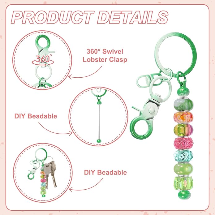 uxcell Beadable Keychain, Keychain Making Supplies, Blank Bead Metal Chain Bars for DIY Crafts Jewelry Making Gift