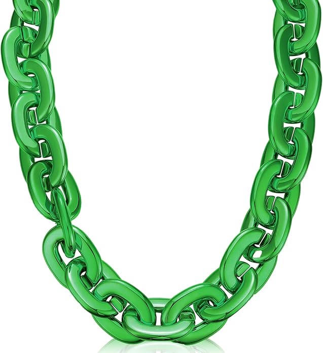 Remuuly Plastic Chain Necklace Chunky Big Fake Necklace Hip Hop Rapper Giant Turnover Chain Costume for Halloween