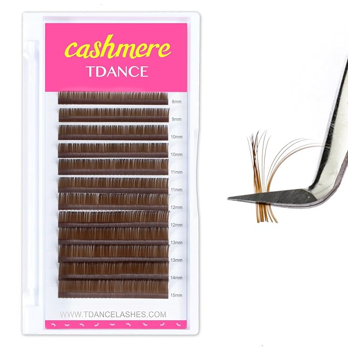 TDANCE Dark Brown Lash Extensions Colored Lash Extensions Classic Lash Extension 0.07mm C/D Curl Premium Silk Individual Lashes Salon Use (Dark Brown,C-0.07,8-15mm)
