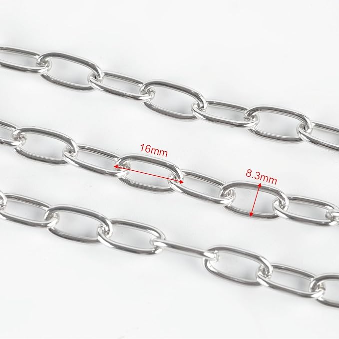 5 Meters Paperclip Chain for Jewelry Making Lightweight Aluminum Necklace Bracelet Chains for Women and Men Oval Link with Jewelry Findings