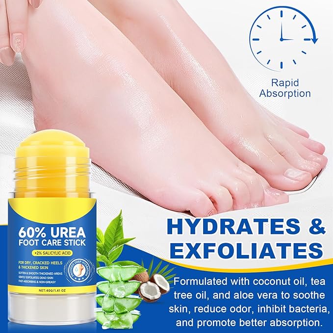 FEISIDUNWSF 60% Urea Foot Cream for Dry Cracked Heels & Feet, Hydrating Urea Cream Moisturizer for Rough, Callused Skin, Deep Repair & Softening Foot Balm, Fast Absorbing, Exfoliating Formula, 1.4oz
