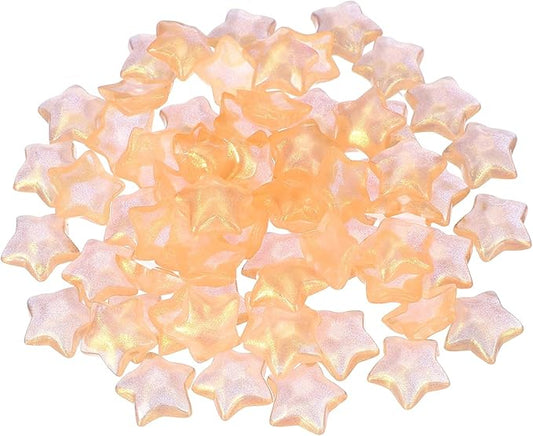 uxcell 50Pcs Flat Back Star Resin Charm, Glitter Star Charm Mini Bulk Beads Embellishments for DIY Crafts Hair Clips, Photo Frames, Phone Cases, Scrapbooking Decor, Orange
