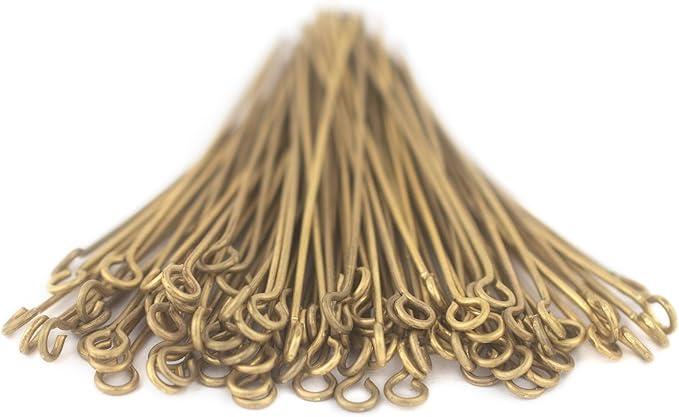 The Bead Chest Brass 21 Gauge 2 Inch Eye Pins (Approx 100 Pieces)