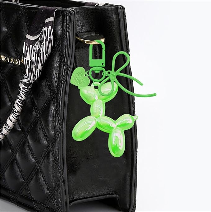 Dreuyet 2Pcs Jelly Balloon Dog Keychains Kawaii Cute Bag Purse Charms Key Chain with Bow Y2K Aesthetic Accessories